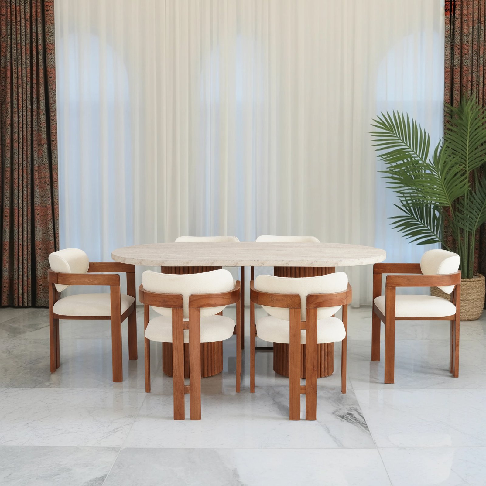 Traverten Masa Takımı